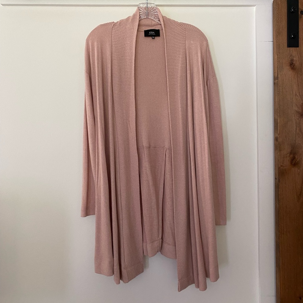 anthropologie long pink cardigan